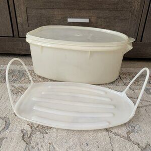 Tupperware Vintage 3pc Flavor Saver White Roast Ham Keeper #487-1